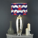 Blue And White Wave Crab Pattern Print Drum Lamp Shade