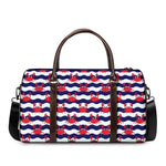 Blue And White Wave Crab Pattern Print Duffle Bag