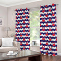 Blue And White Wave Crab Pattern Print Extra Wide Grommet Curtains