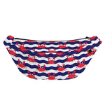 Blue And White Wave Crab Pattern Print Fanny Pack