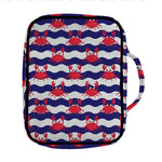 Blue And White Wave Crab Pattern Print Front Pocket Bible Bag