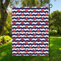 Blue And White Wave Crab Pattern Print Garden Flag