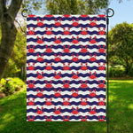 Blue And White Wave Crab Pattern Print Garden Flag