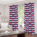 Blue And White Wave Crab Pattern Print Grommet Curtains