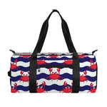 Blue And White Wave Crab Pattern Print Gym Bag