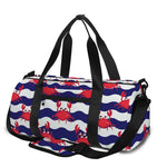 Blue And White Wave Crab Pattern Print Gym Bag