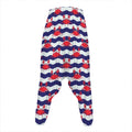 Blue And White Wave Crab Pattern Print Hammer Pants