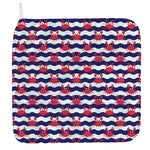 Blue And White Wave Crab Pattern Print Hand Towel