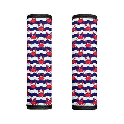 Blue And White Wave Crab Pattern Print Handle Covers