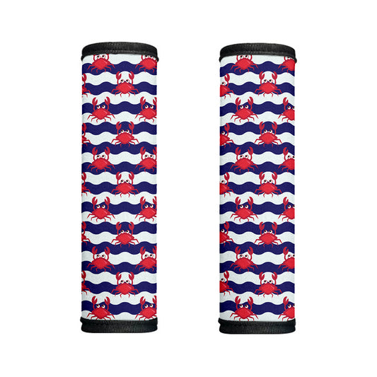 Blue And White Wave Crab Pattern Print Handle Covers
