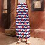 Blue And White Wave Crab Pattern Print Harem Pants