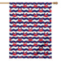 Blue And White Wave Crab Pattern Print House Flag