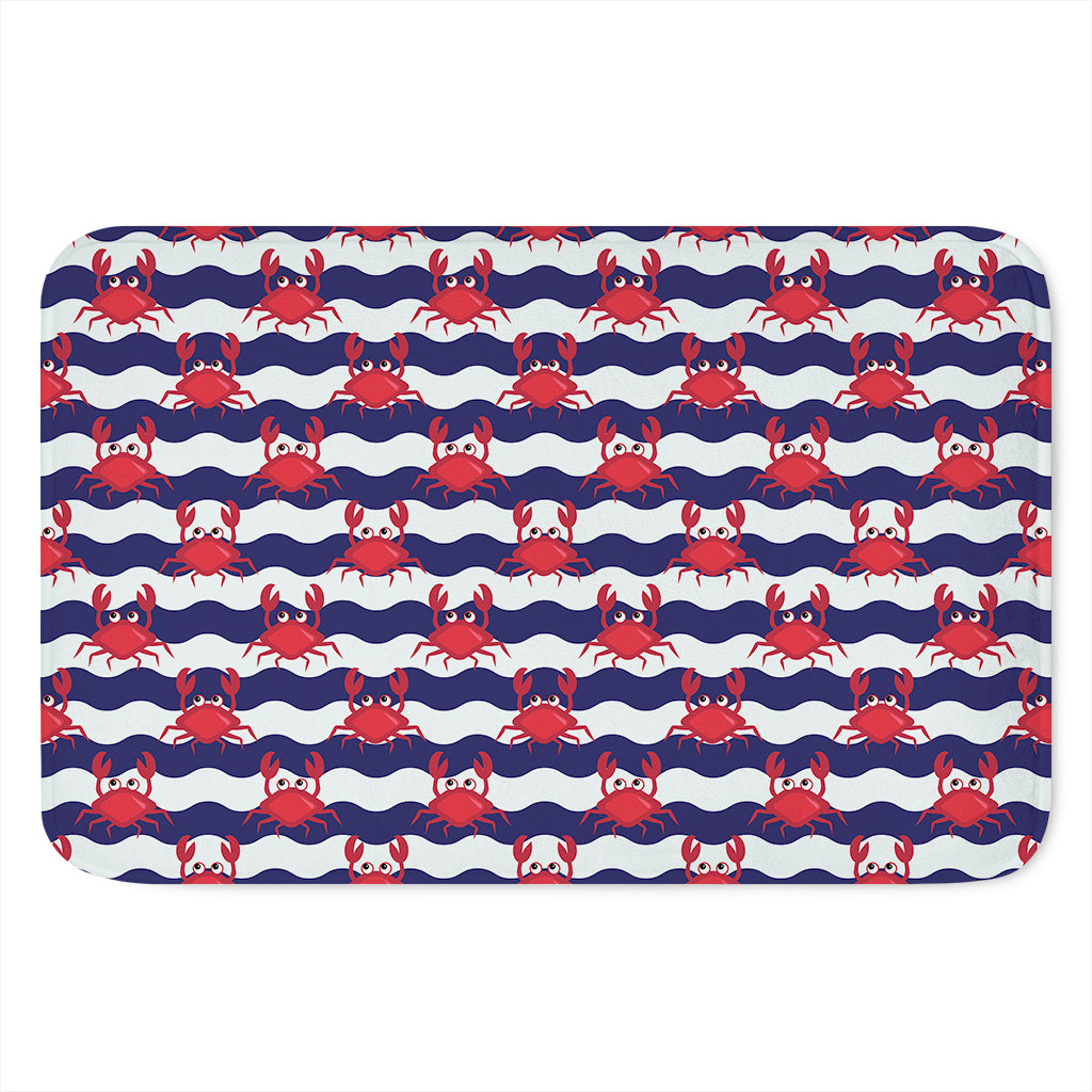 Blue And White Wave Crab Pattern Print Indoor Door Mat