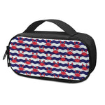 Blue And White Wave Crab Pattern Print Insulin Cooler Travel Case