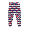 Blue And White Wave Crab Pattern Print Jogger Pants