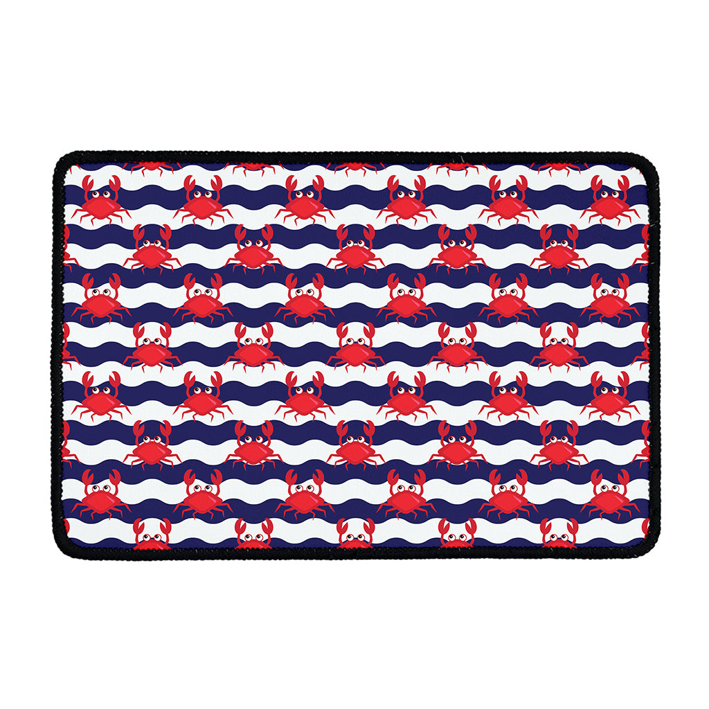 Blue And White Wave Crab Pattern Print Kitchen Mat