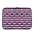 Blue And White Wave Crab Pattern Print Laptop Sleeve