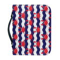 Blue And White Wave Crab Pattern Print Leather Bible Cover