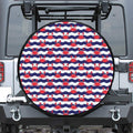 Blue And White Wave Crab Pattern Print Leather Spare Tire Cover