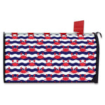 Blue And White Wave Crab Pattern Print Mailbox Cover
