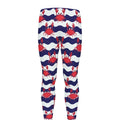 Blue And White Wave Crab Pattern Print Men's Leggings