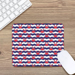 Blue And White Wave Crab Pattern Print Mouse Pad