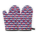 Blue And White Wave Crab Pattern Print Oven Mitts
