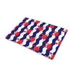 Blue And White Wave Crab Pattern Print Pet Cooling Mat Cover