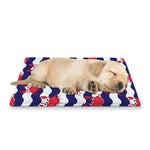 Blue And White Wave Crab Pattern Print Pet Cooling Mat Cover