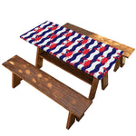 Blue And White Wave Crab Pattern Print Picnic Table Cover