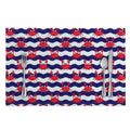 Blue And White Wave Crab Pattern Print Placemat