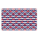 Blue And White Wave Crab Pattern Print Polyester Doormat