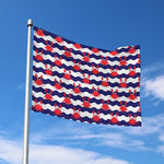 Blue And White Wave Crab Pattern Print Polyester Flag