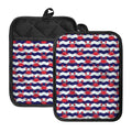 Blue And White Wave Crab Pattern Print Pot Holders With Pocket