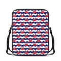 Blue And White Wave Crab Pattern Print Rectangular Crossbody Bag