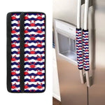 Blue And White Wave Crab Pattern Print Refrigerator Handle Covers