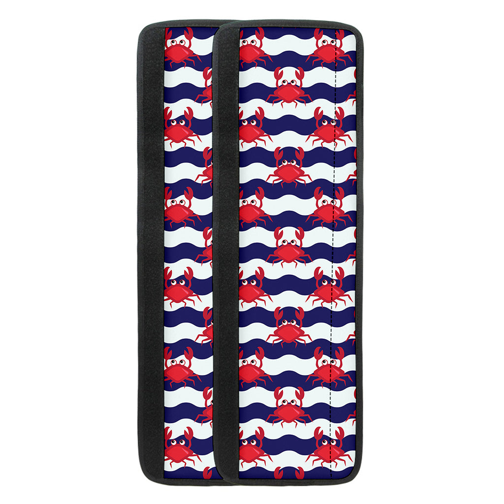 Blue And White Wave Crab Pattern Print Refrigerator Handle Covers