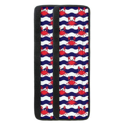 Blue And White Wave Crab Pattern Print Refrigerator Handle Covers