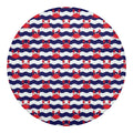 Blue And White Wave Crab Pattern Print Round Blanket