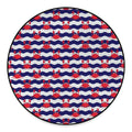 Blue And White Wave Crab Pattern Print Round Floor Mat