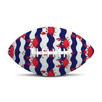 Blue And White Wave Crab Pattern Print Rugby Ball