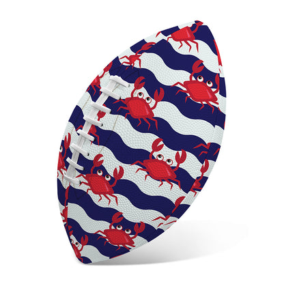 Blue And White Wave Crab Pattern Print Rugby Ball