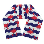 Blue And White Wave Crab Pattern Print Scarf