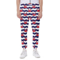 Blue And White Wave Crab Pattern Print Joggers