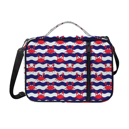 Blue And White Wave Crab Pattern Print Shoulder Strap Bible Bag