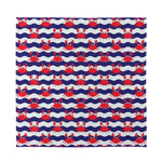 Blue And White Wave Crab Pattern Print Silk Bandana