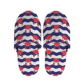 Blue And White Wave Crab Pattern Print Slippers