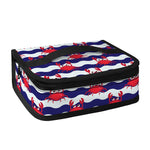 Blue And White Wave Crab Pattern Print Small Lunch Bag