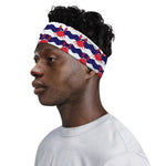 Blue And White Wave Crab Pattern Print Sports Headband