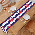 Blue And White Wave Crab Pattern Print Table Runner